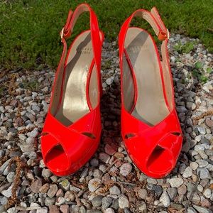Absolutely fabulous neon orange Stuart Weitzman sandals!